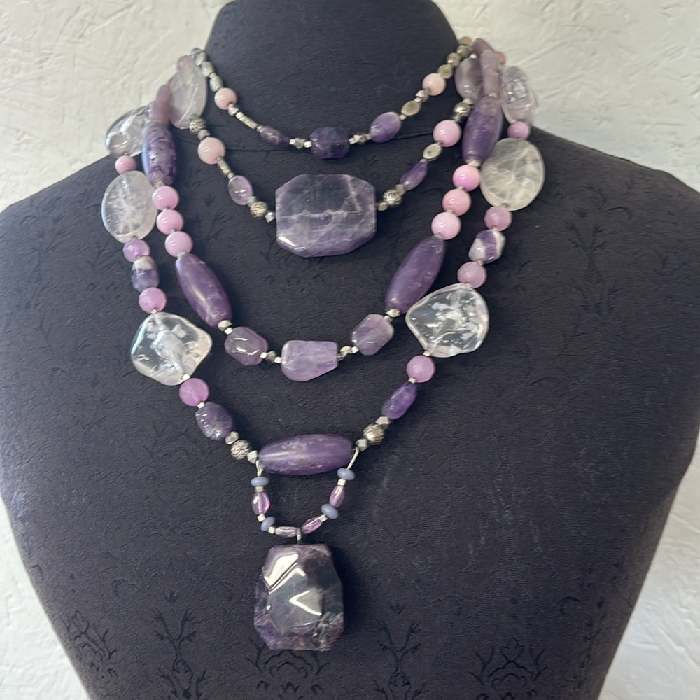 Chicos natural amethyst stone necklace.